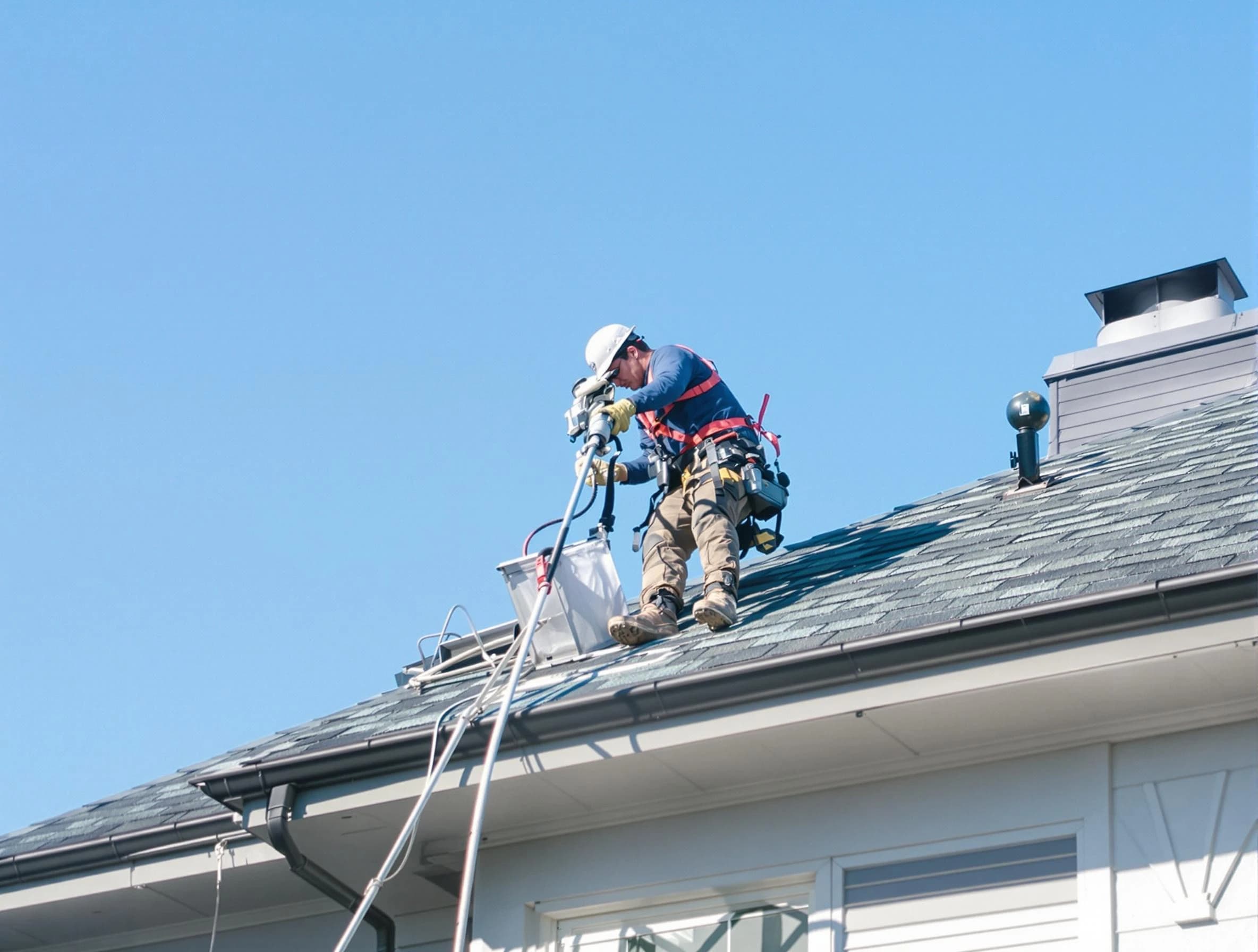 La Vergne Dryer Vent Cleaning certified technician cleaning a roof-mounted dryer vent system in La Vergne