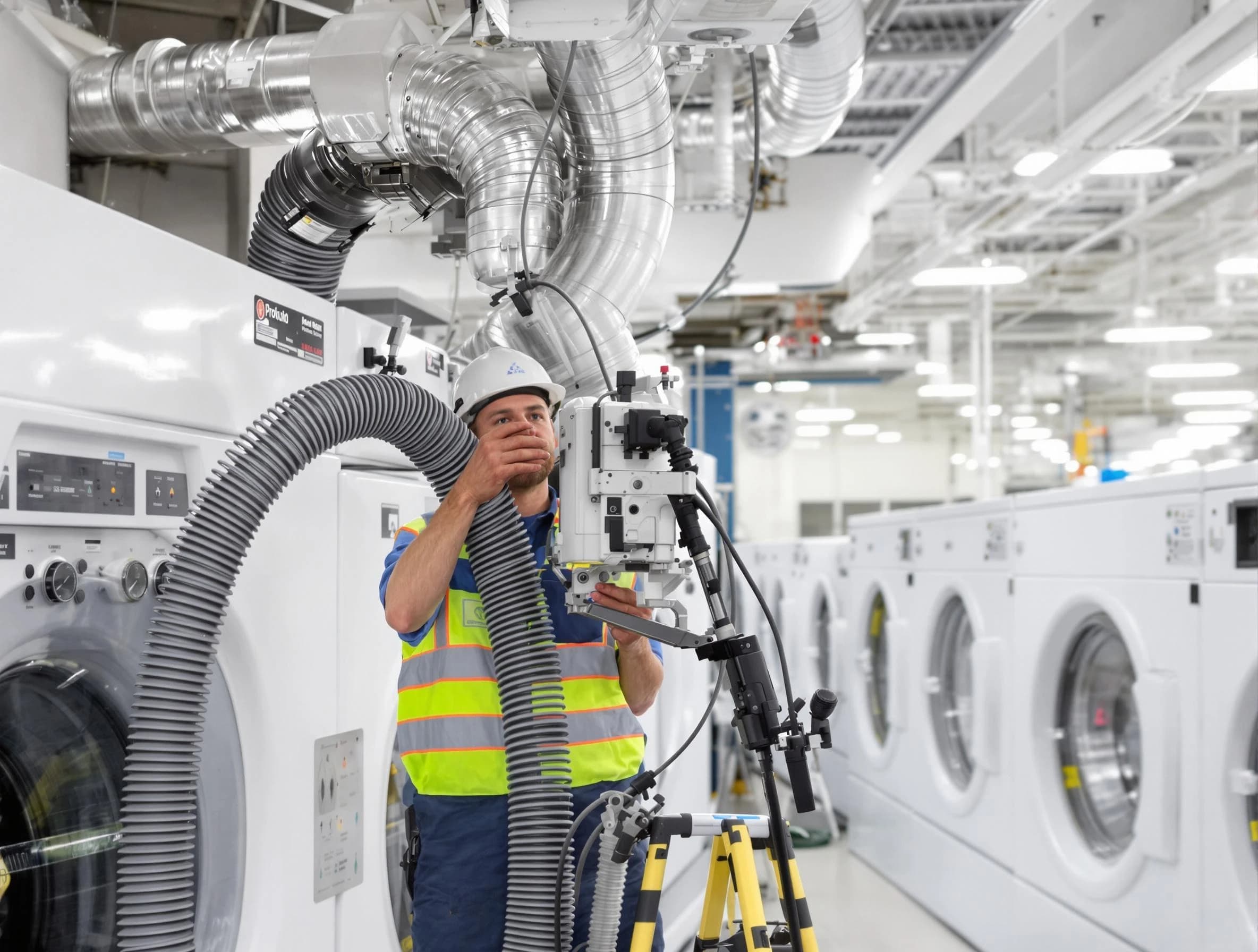 La Vergne Dryer Vent Cleaning team performing commercial-grade dryer vent cleaning at a business facility in La Vergne