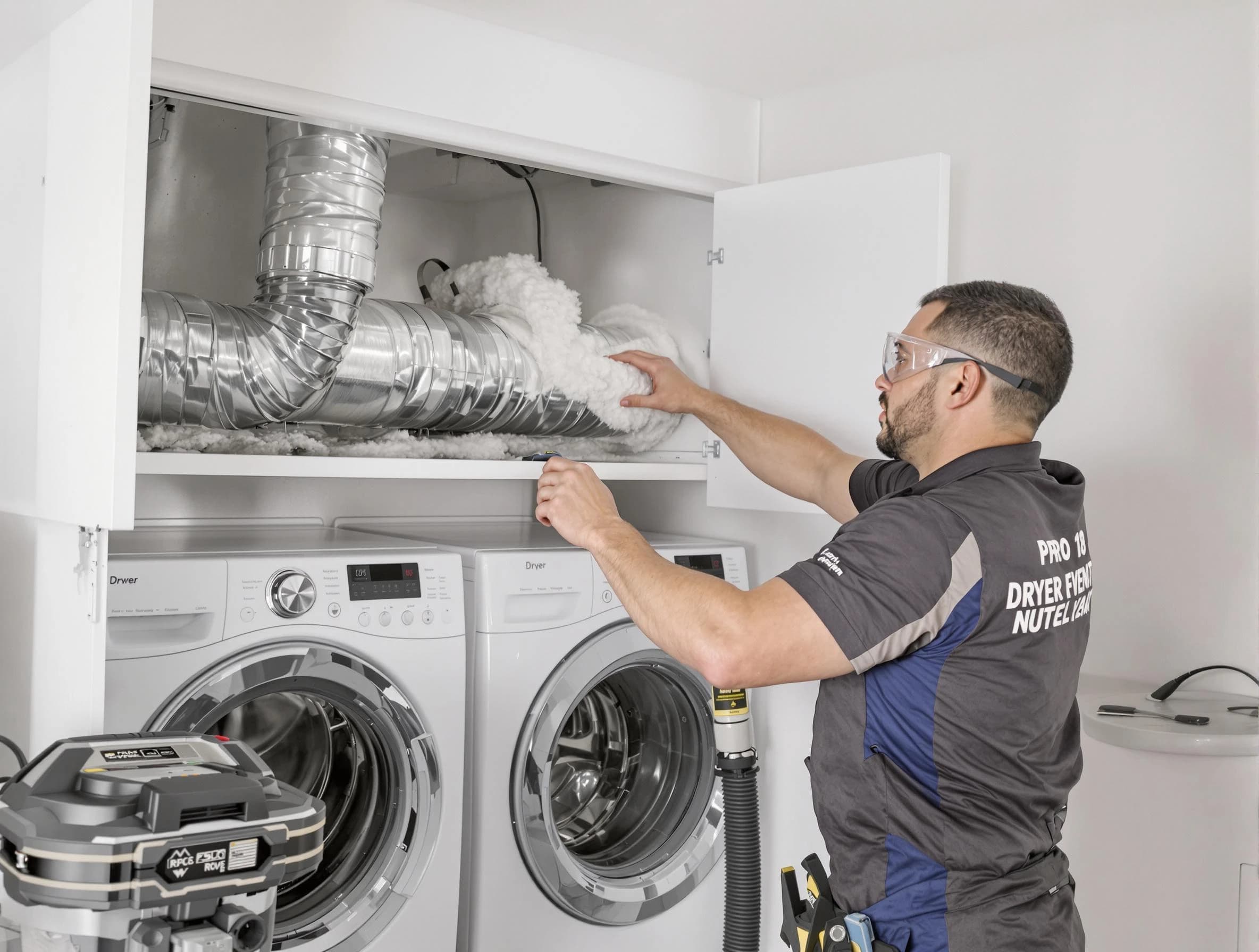 La Vergne Dryer Vent Cleaning certified technician performing specialized gas dryer vent cleaning in La Vergne