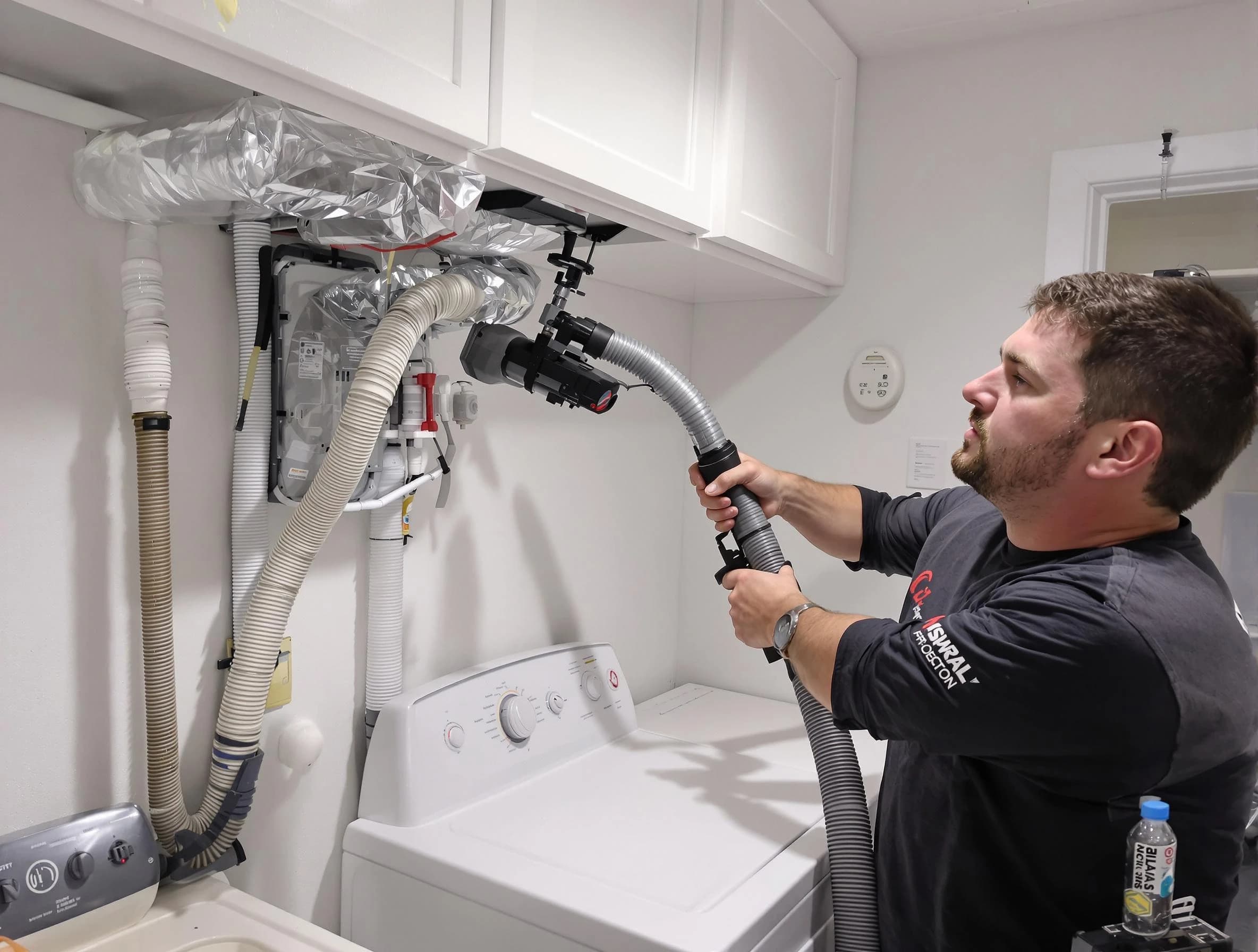 La Vergne Dryer Vent Cleaning certified technician performing safety-focused gas dryer vent cleaning in La Vergne